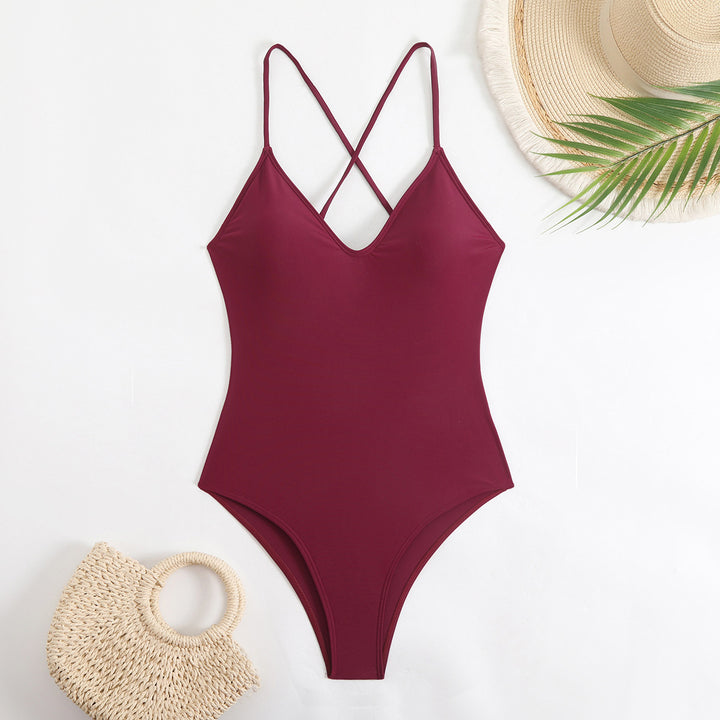 Women's sporty one-piece swimsuit with cross straps Mune Fashion