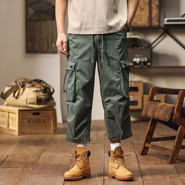 Herren 3/4-Trekking-Cargohose mit elastischem Bund, Tunnelzug und variabler Taschenorganisation Mune Fashion