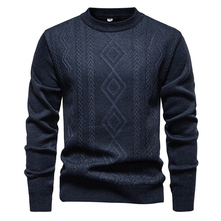 Men's knitted round neck sweater with diamond pattern and fine textured knit Mune Fashion