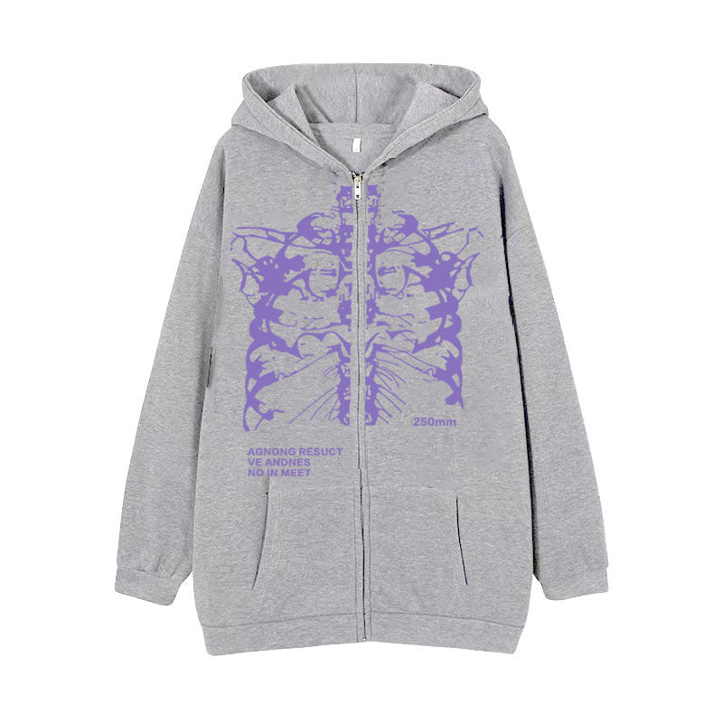 Women's hoodie jacket with full zipper and ribbed heart print Mune Fashion