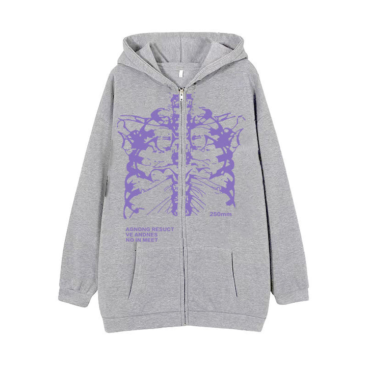 Women's hoodie jacket with full zipper and ribbed heart print Mune Fashion