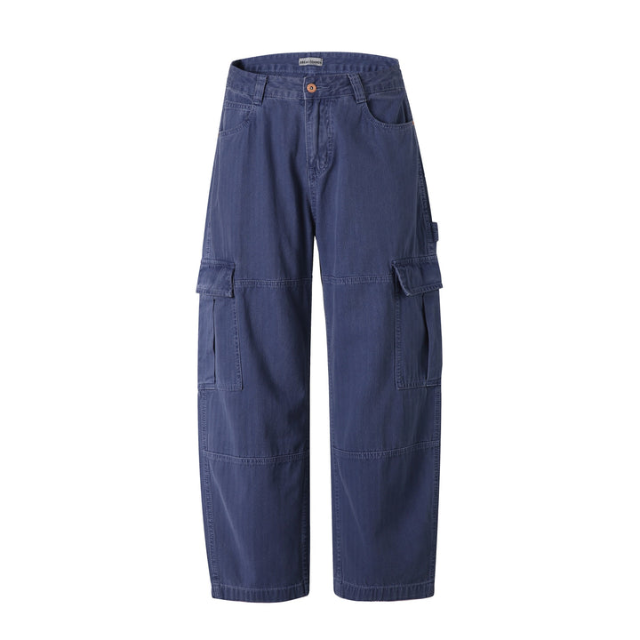 Men's soft canvas cargo pants with multiple flap pockets and elastic ankle cuffs Mune Fashion