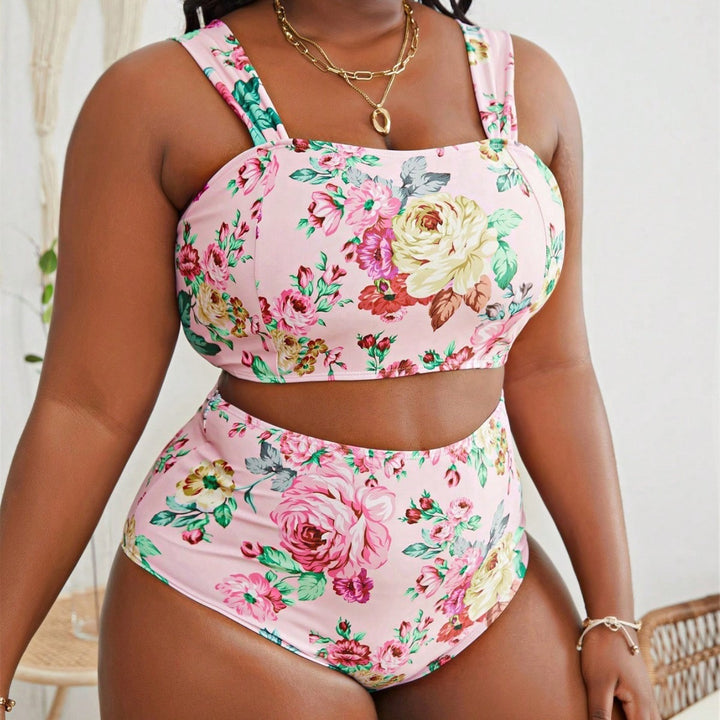Women Floral Bikini Set with High Waist and Wide Straps Mune Fashion