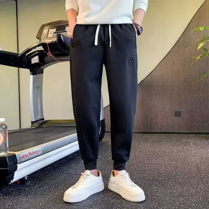 Men's Slim-Tapered Jogging Pants made of Cotton Blend with Cuffs, Drawstring, and Subtle Logo Application Mune Fashion