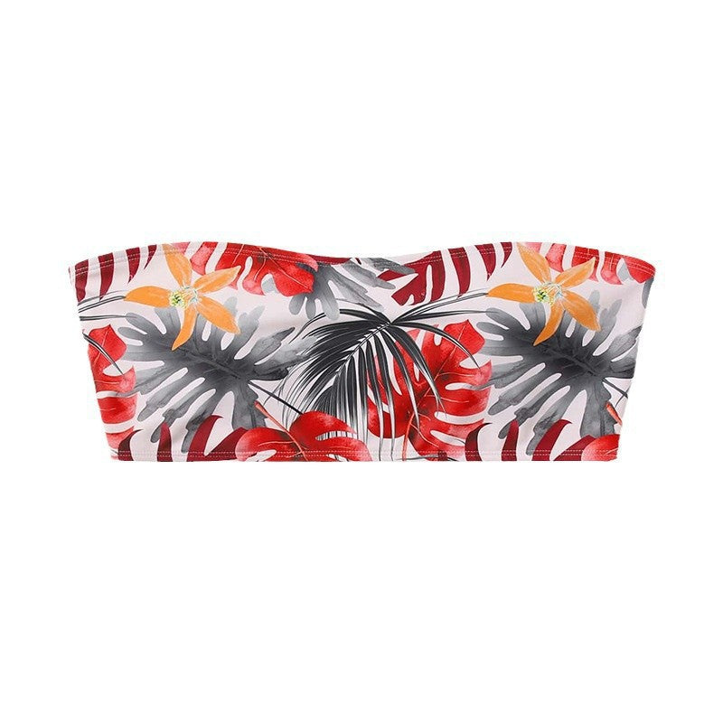 Women Bandeau Bikini Top with Exotic Floral Print Mune Fashion