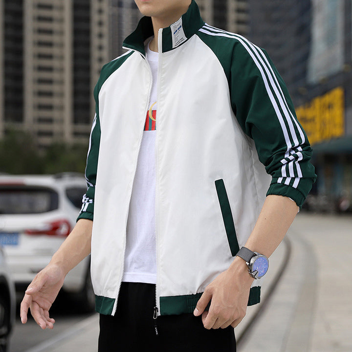 Men's Sporty Windbreaker with High Collar Mune Fashion