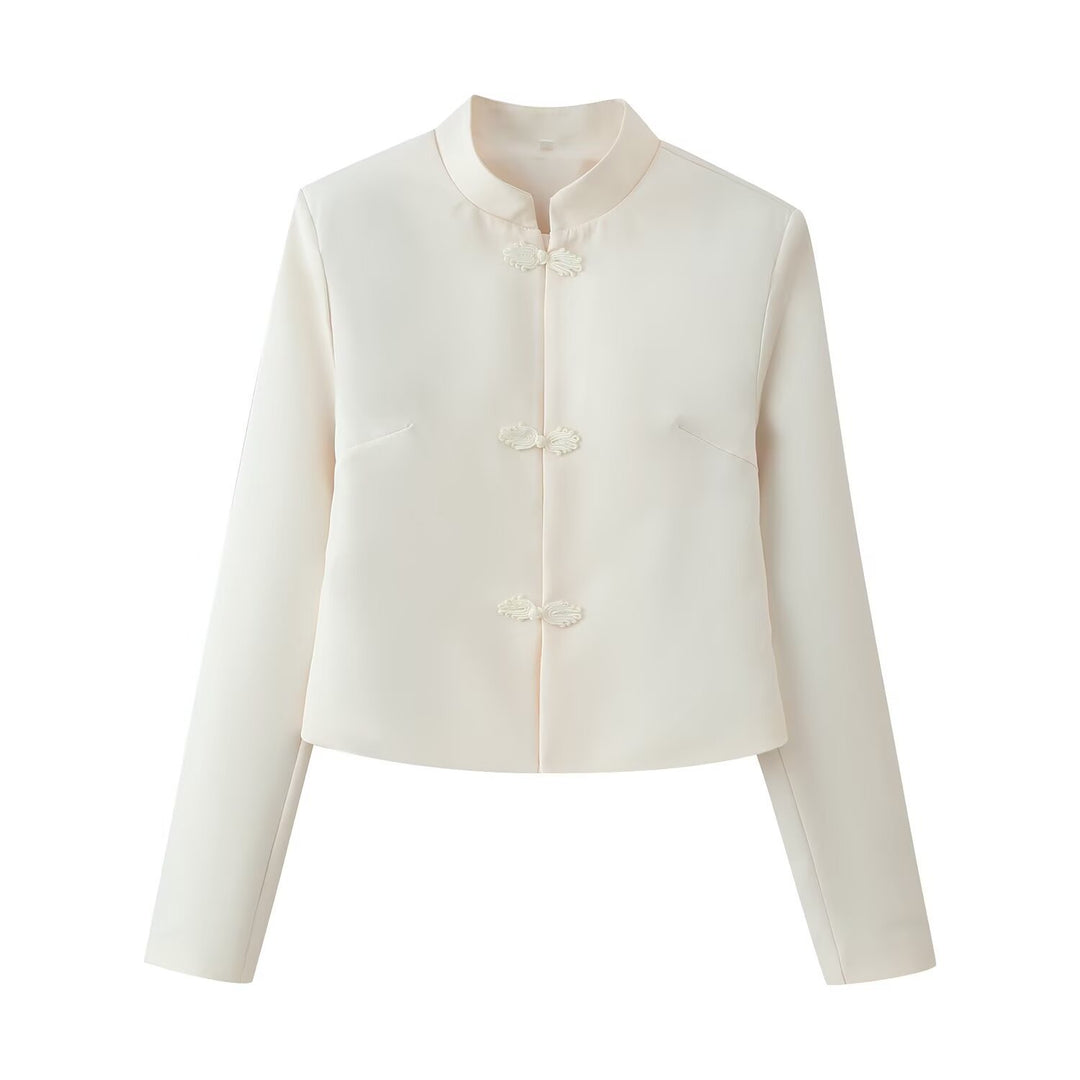 Women’s short jacket with standing collar and decorative cord buttons Mune Fashion