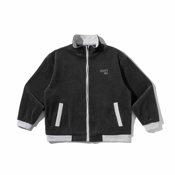 Unisex Short Ribbed Zip Jacket with Stand-up Collar and Contrast Trimmings Mune Fashion