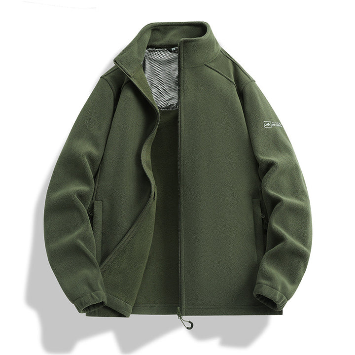 Men's fleece jacket with stand-up collar, wind-resistant microfleece and zippered pockets Mune Fashion
