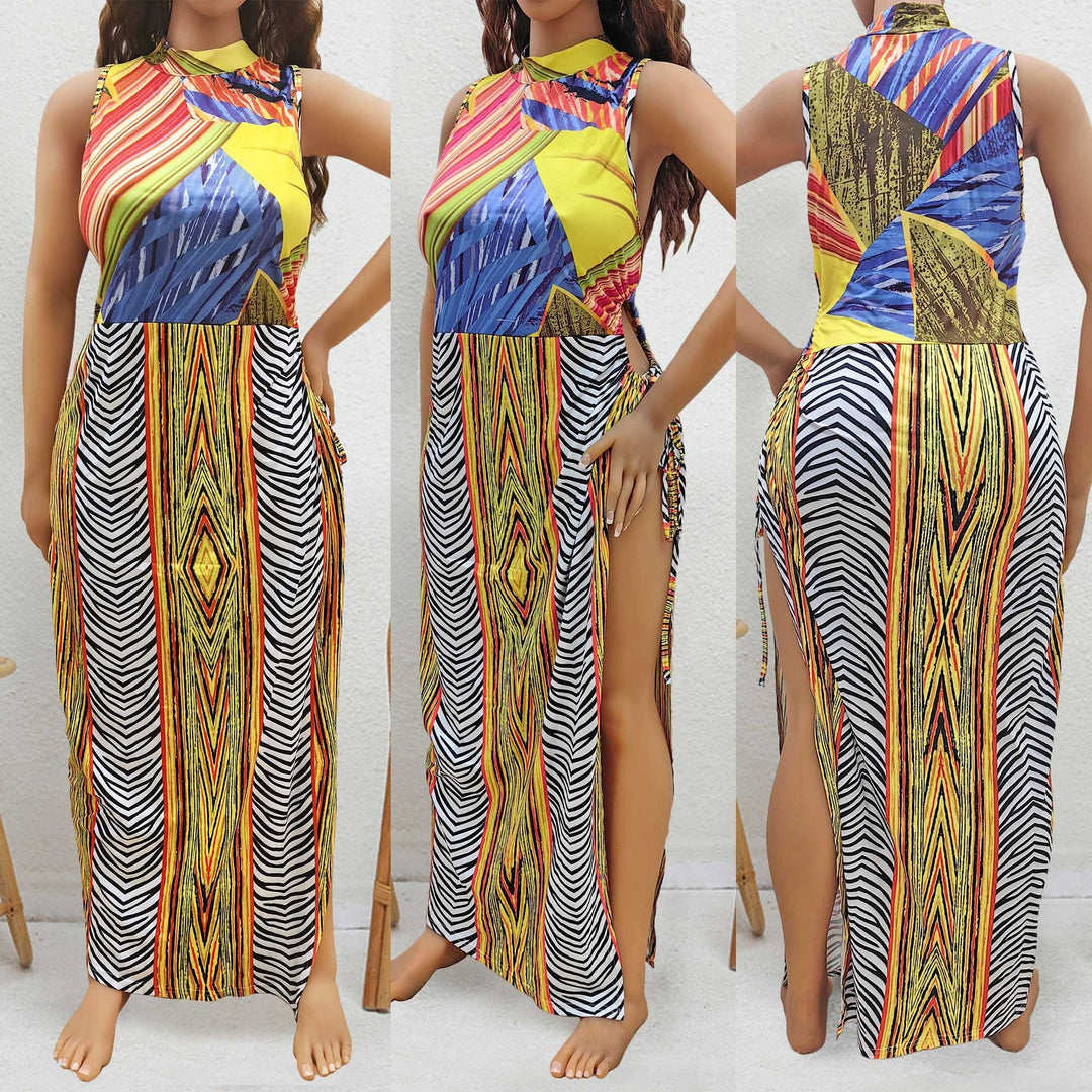 Women's Maxi Dress with Cheerful Pattern Mune Fashion