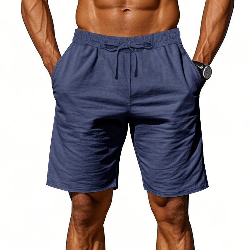 Men's casual cotton blend leisure shorts with elastic waistband and side pockets Mune Fashion