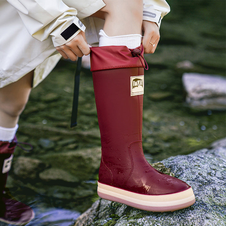 Women's knee-high waterproof rubber boots with adjustable cord closure Mune Fashion