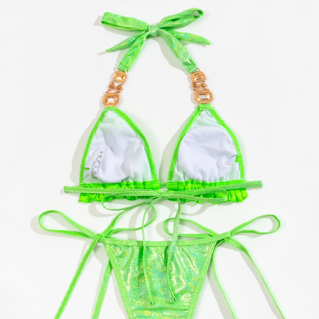 Women’s triangle bikini with glittering details and gathers Mune Fashion