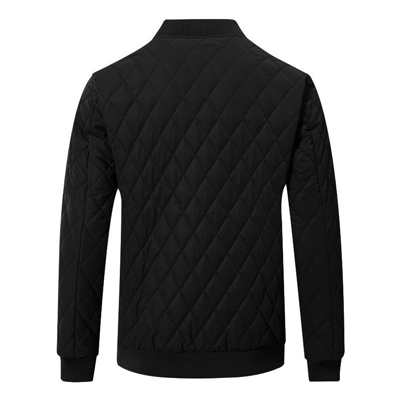 Men's Quilted Bomber Jacket with Diamond Pattern and Arm Pocket Mune Fashion