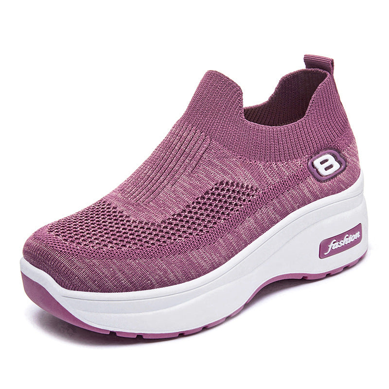 Women's breathable knitted sneakers with platform sole and elastic sock construction Mune Fashion