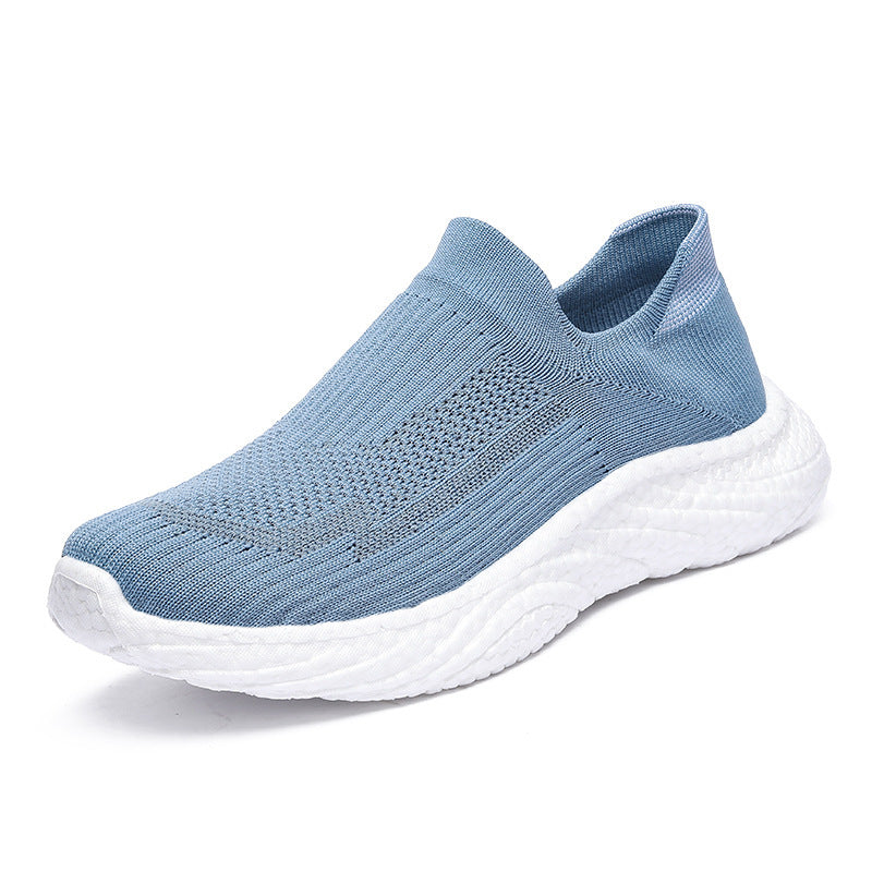 Women's seamless knit entry shoe with sock-like shaft and responsive wave cushioning sole Mune Fashion