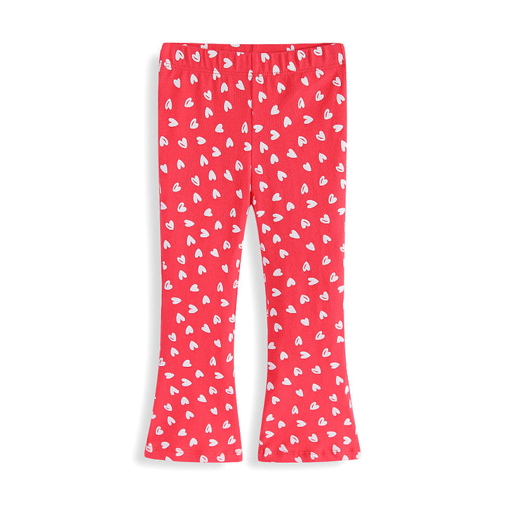 Girls Flare Leggings with Cute Heart Print Mune Fashion
