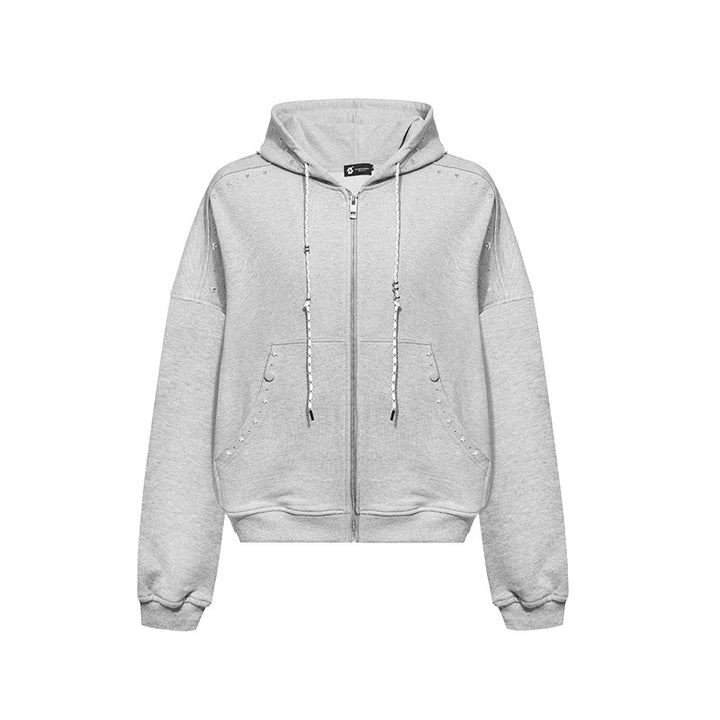 Women’s hooded zip jacket with stud trim and oversized fit Mune Fashion