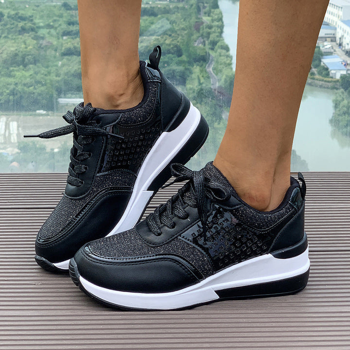 Women's fashionable sneakers with breathable upper material and elegant glitter accents Mune Fashion