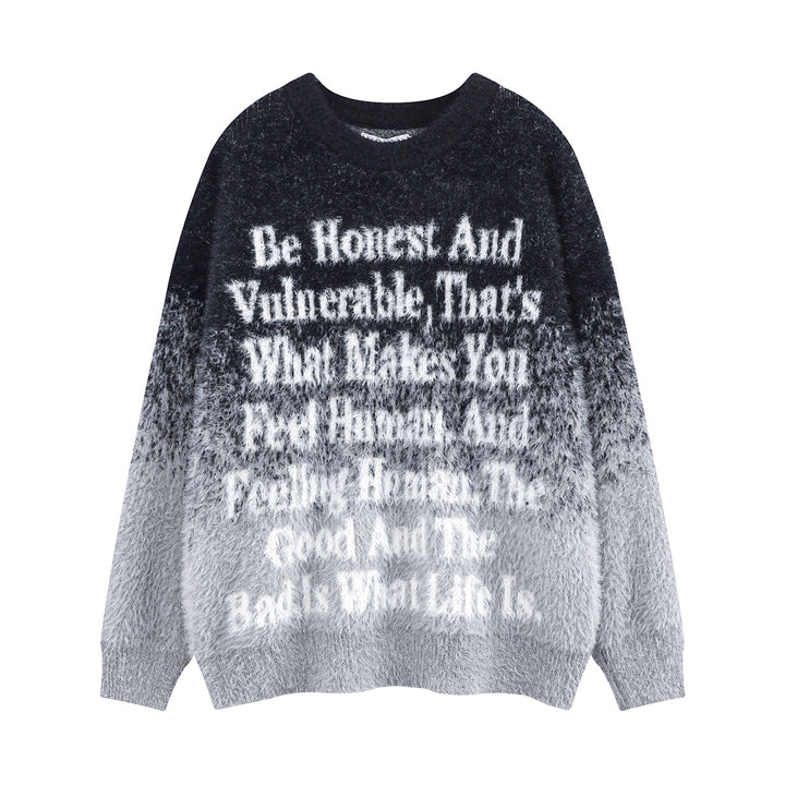 Women Fashionable Chunky Knit Sweater with Inspiring Print Mune Fashion