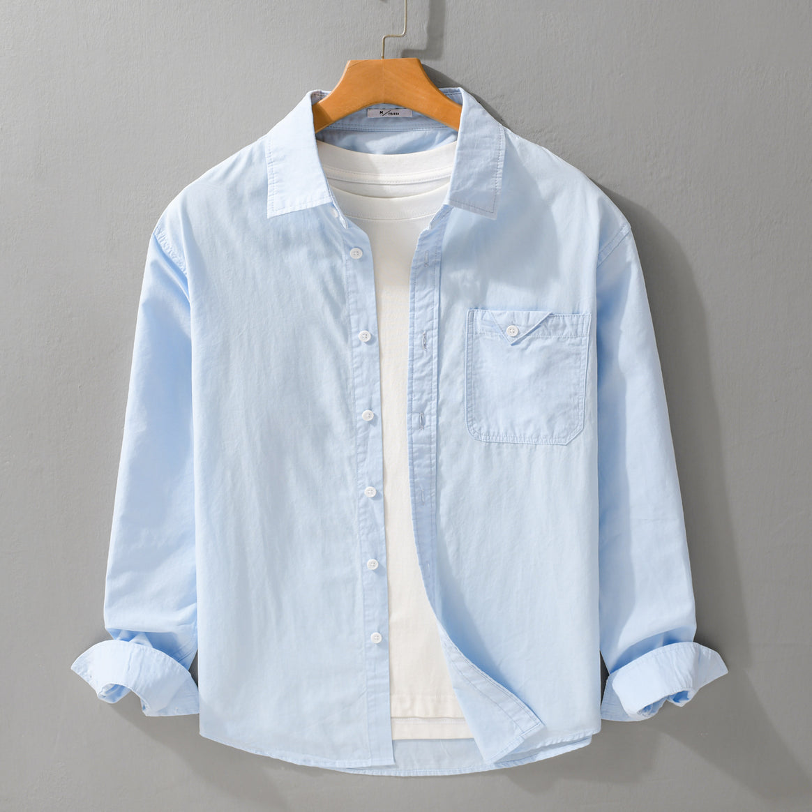 Men's layered shirt with integrated T-shirt layer and patch chest pocket Mune Fashion