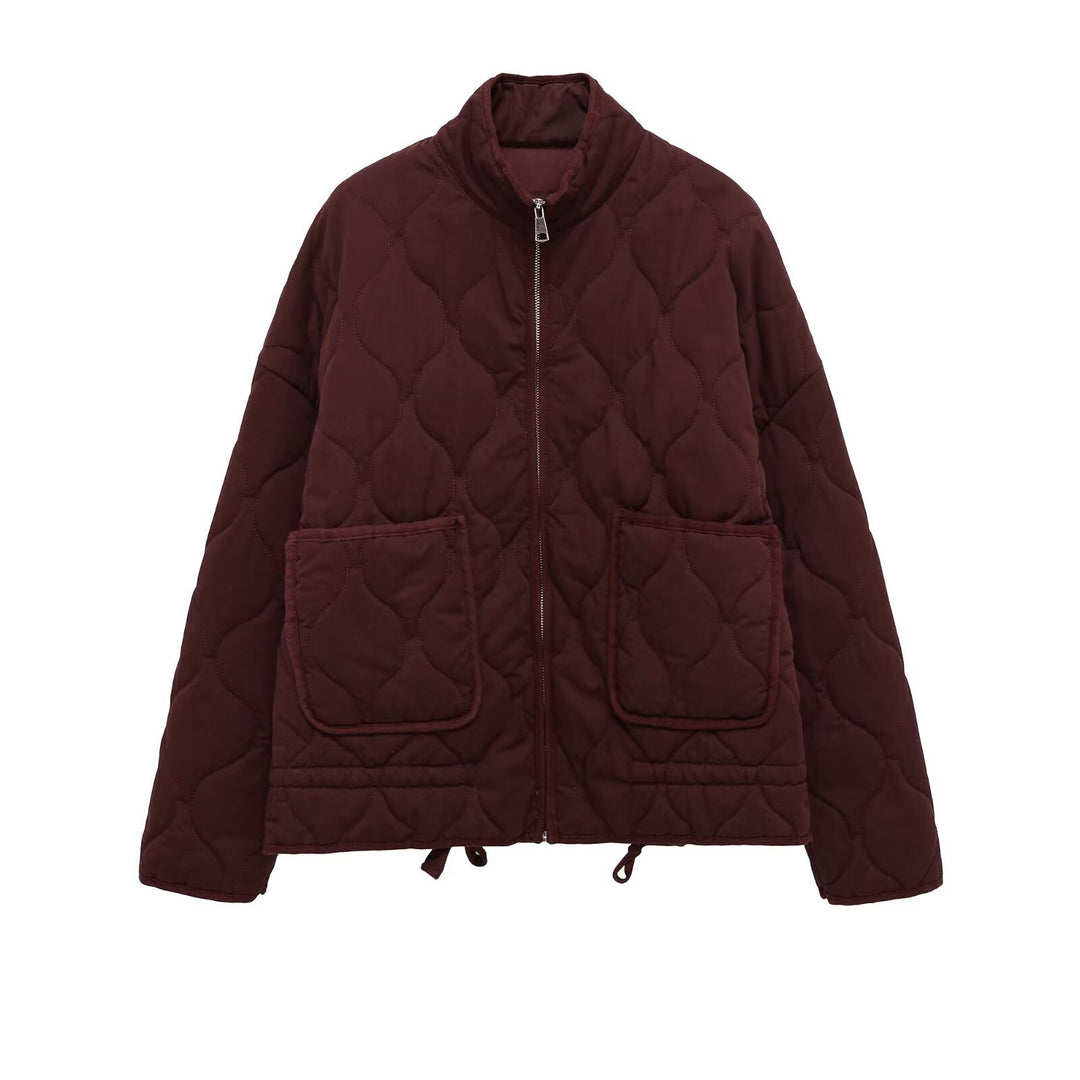 Women’s quilted jacket with stand-up collar, cushion quilting and drawstring Mune Fashion