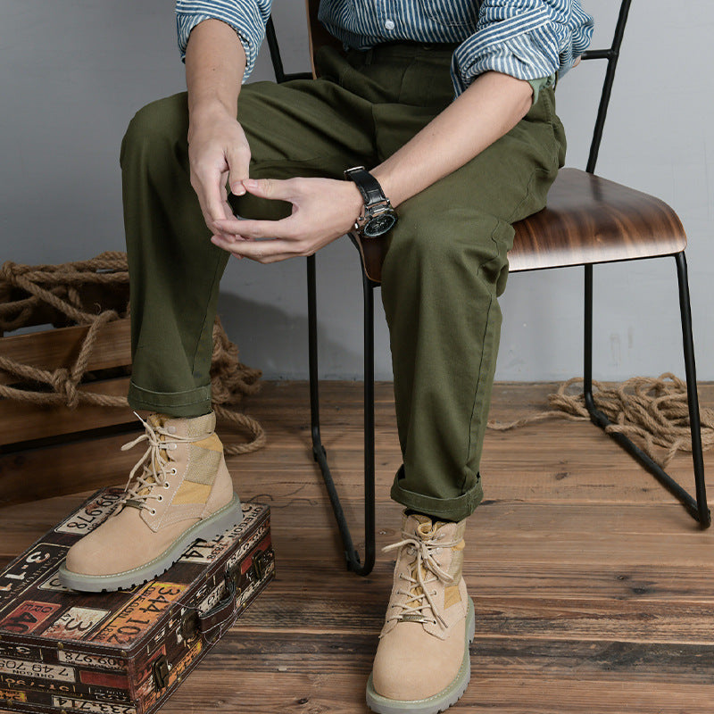 Men's Cotton Twill Chino in Relaxed Tapered Fit with Drawstring Waistband and Patch Pockets Mune Fashion