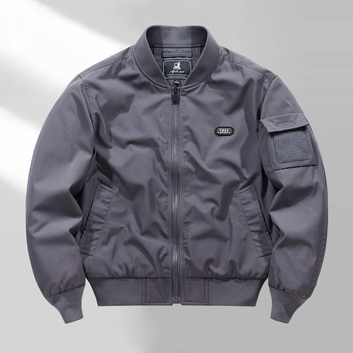 Men's minimalist nylon bomber with padded lining and sleeve flap pocket Mune Fashion