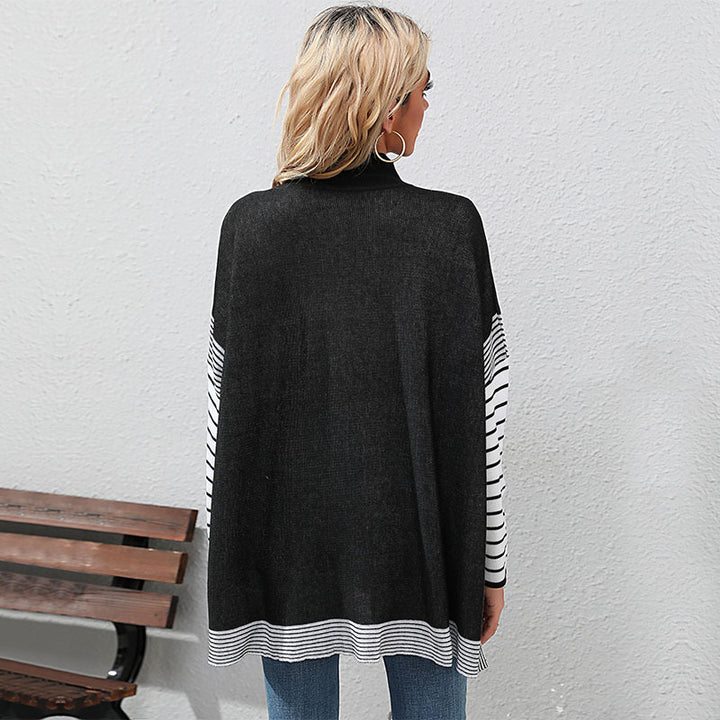 Women's Casual Sweater with Striped Sleeves Mune Fashion