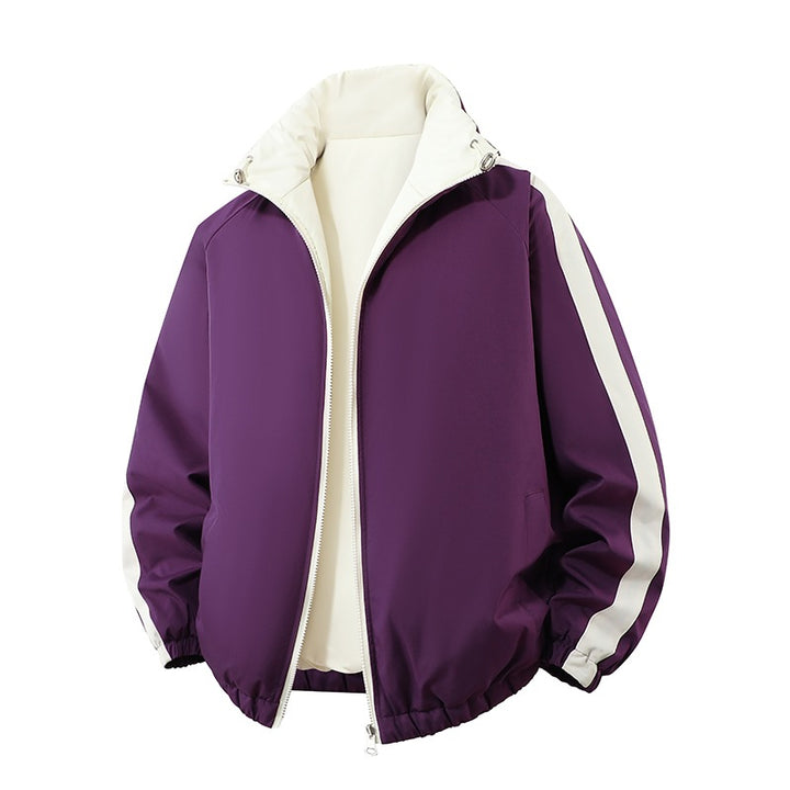 Men's short-cut thermo puffer jacket with high, adjustable stand collar and contrasted inner lining Mune Fashion