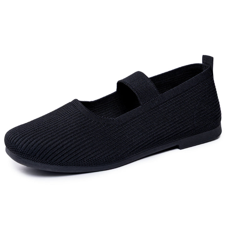 Women's knitted Mary Jane slipper with elastic strap, seamless sock entry and cushioning comfort sole Mune Fashion