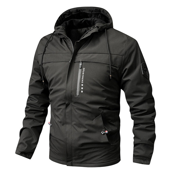 Men's windproof softshell jacket with adjustable hood, fleece inner lining and concealed zipper pockets Mune Fashion