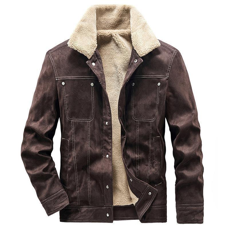 Men's Suede Look Trucker Jacket with Teddy Lining Mune Fashion