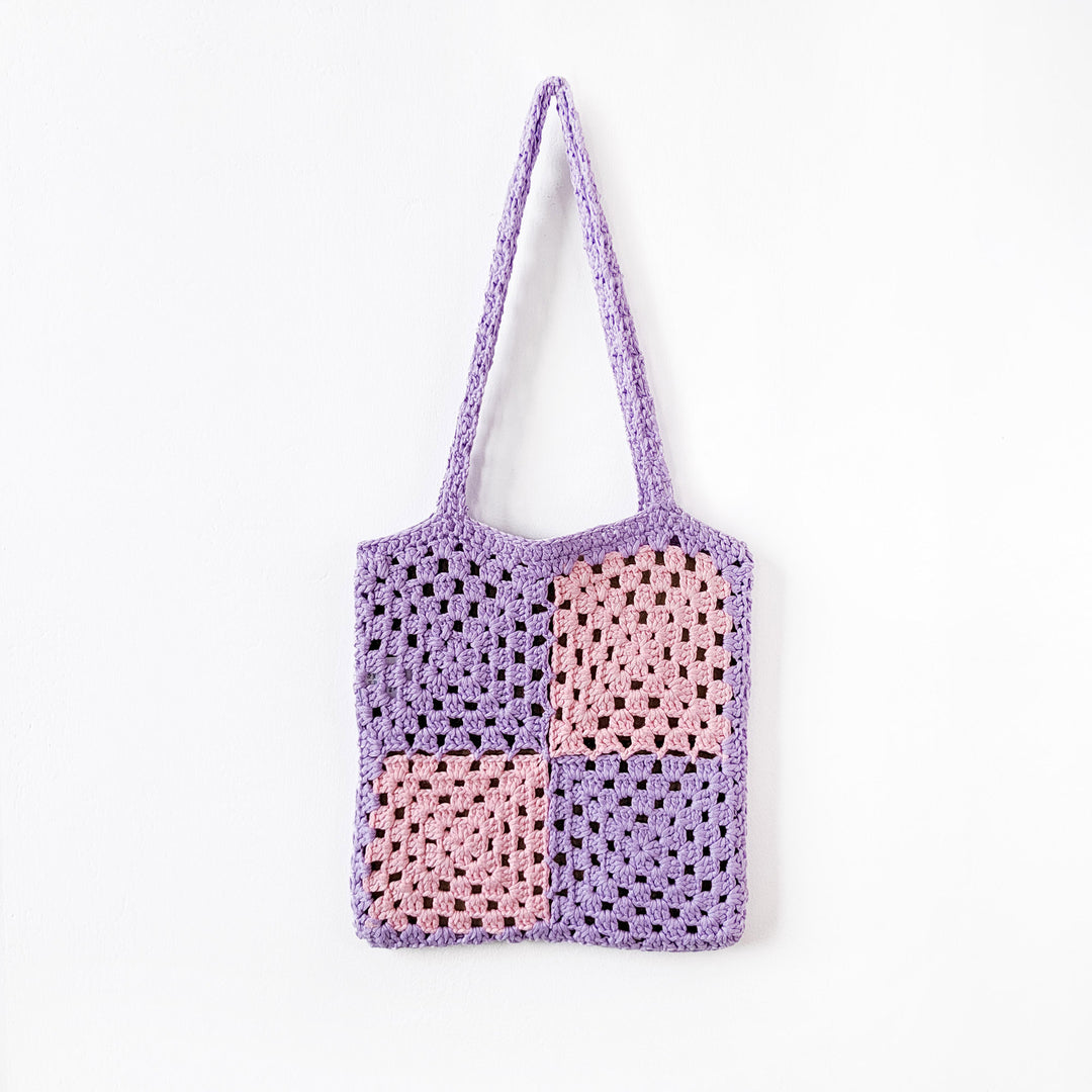 Women's crocheted tote bag with original square pattern Mune Fashion