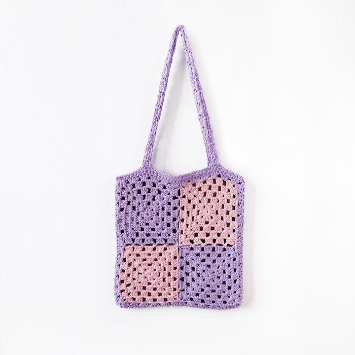 Women's crocheted tote bag with original square pattern Mune Fashion