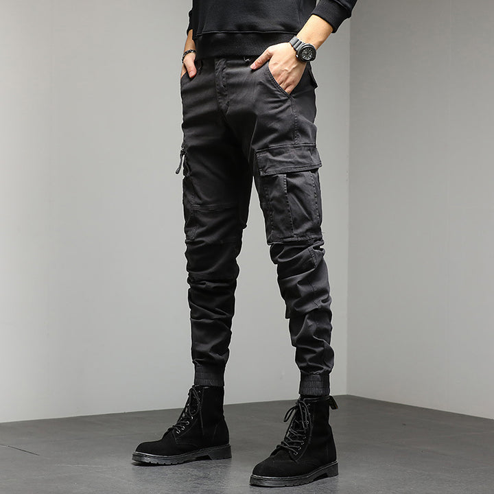 Herren Cargo-Joggerhose mit Knieabnähern elastischem Bund und Mehrfachtaschen Mune Fashion