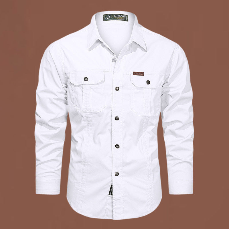 Men's western-inspired canvas shirt with ergonomic flap chest pockets and straight cut Mune Fashion