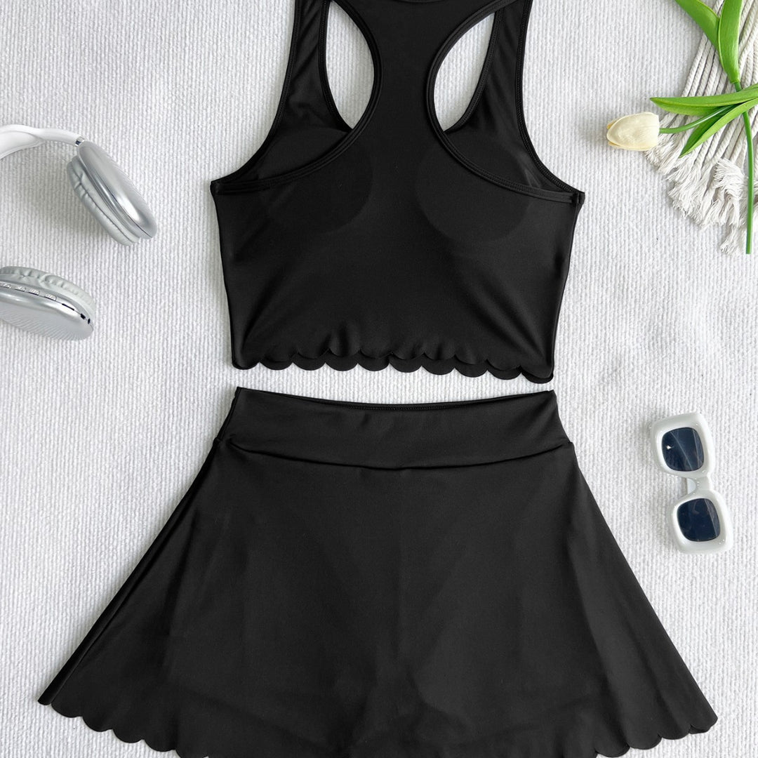 Women’s Sporty Tennis Outfit with Wavy Hem Mune Fashion