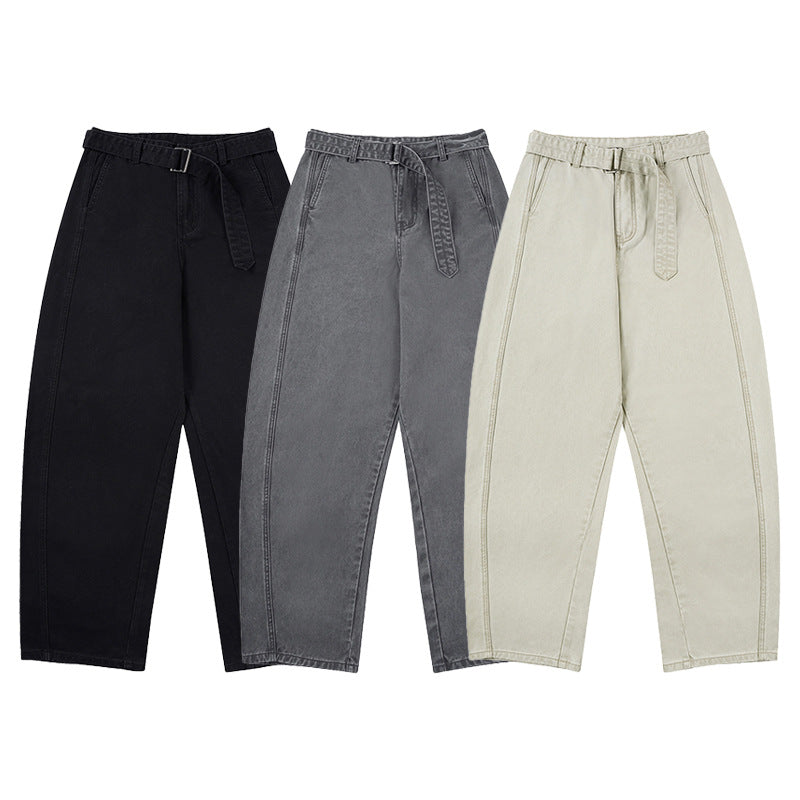 Men's Loose Cotton Baggy Pants with Drop Crotch and Extended Hem Mune Fashion