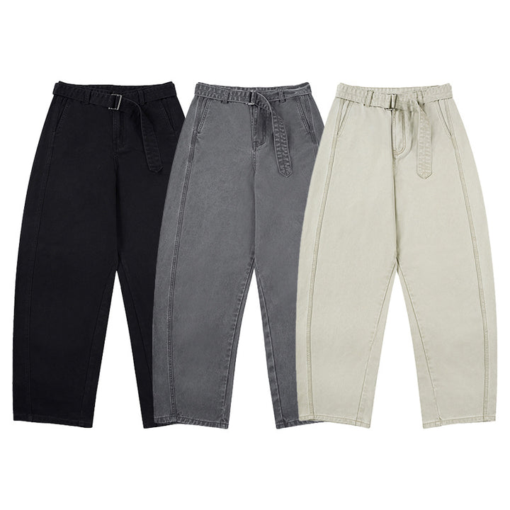 Men's Loose Cotton Baggy Pants with Drop Crotch and Extended Hem Mune Fashion