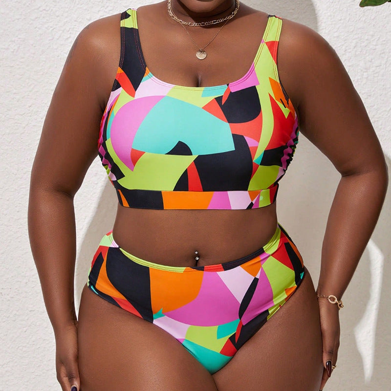 Women's Bicolor Bikini Set with High Waist and Sporty Top Mune Fashion