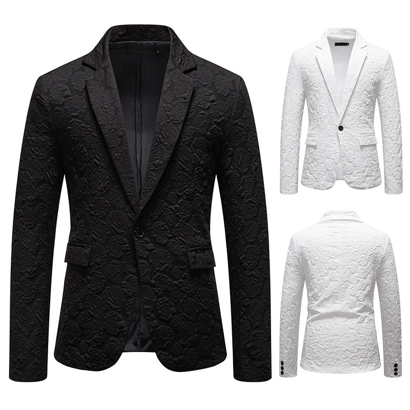 Men's structured business blazer with floral jacquard pattern and slim fit Mune Fashion