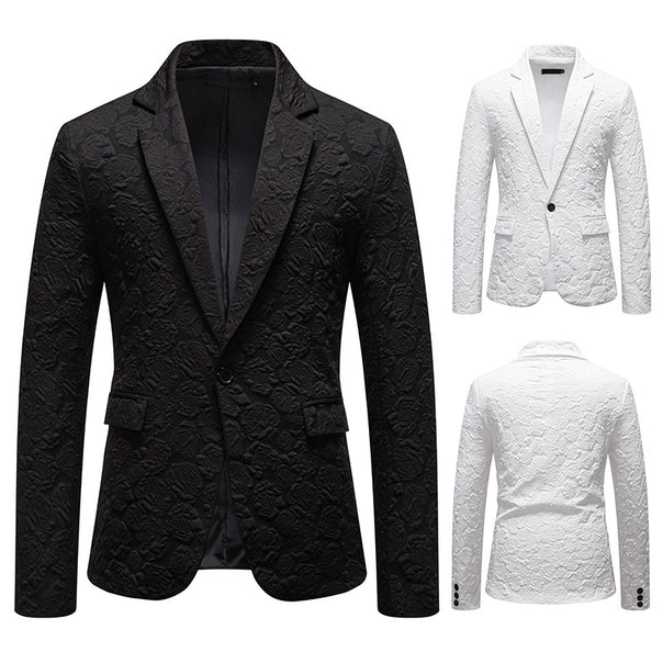 Men's structured business blazer with floral jacquard pattern and slim fit Mune Fashion
