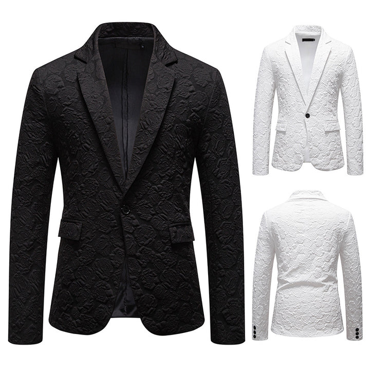 Men's structured business blazer with floral jacquard pattern and slim fit Mune Fashion