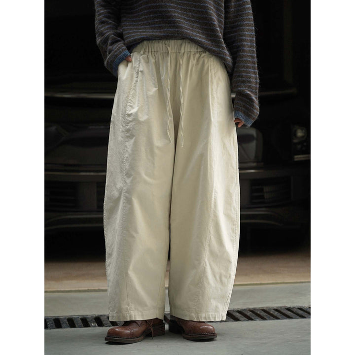 Women's Wide Culotte Style Pants with Elastic Drawstring Waistband made of Cotton Blend Mune Fashion