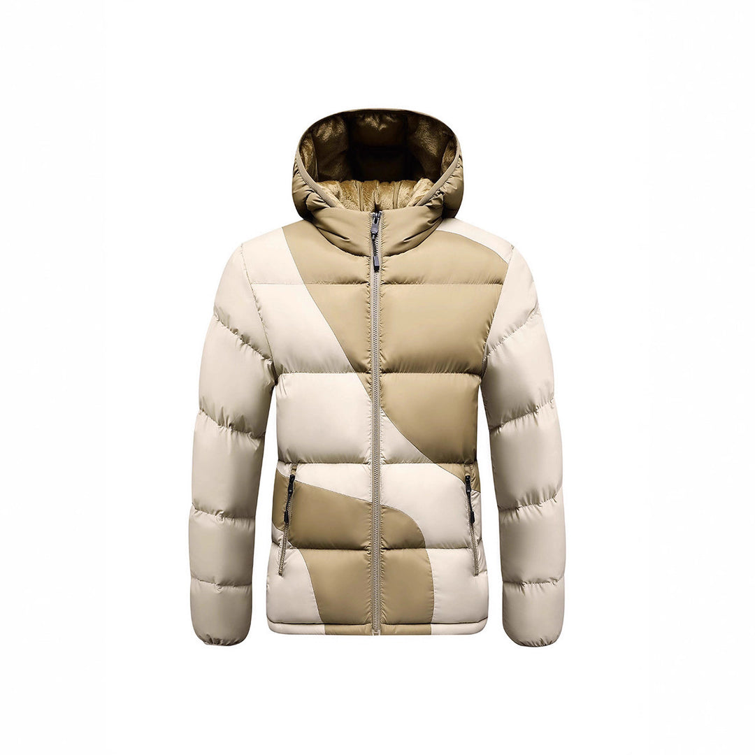 Men's quilted jacket with contrasting panels, hood, and thermal synthetic filling Mune Fashion