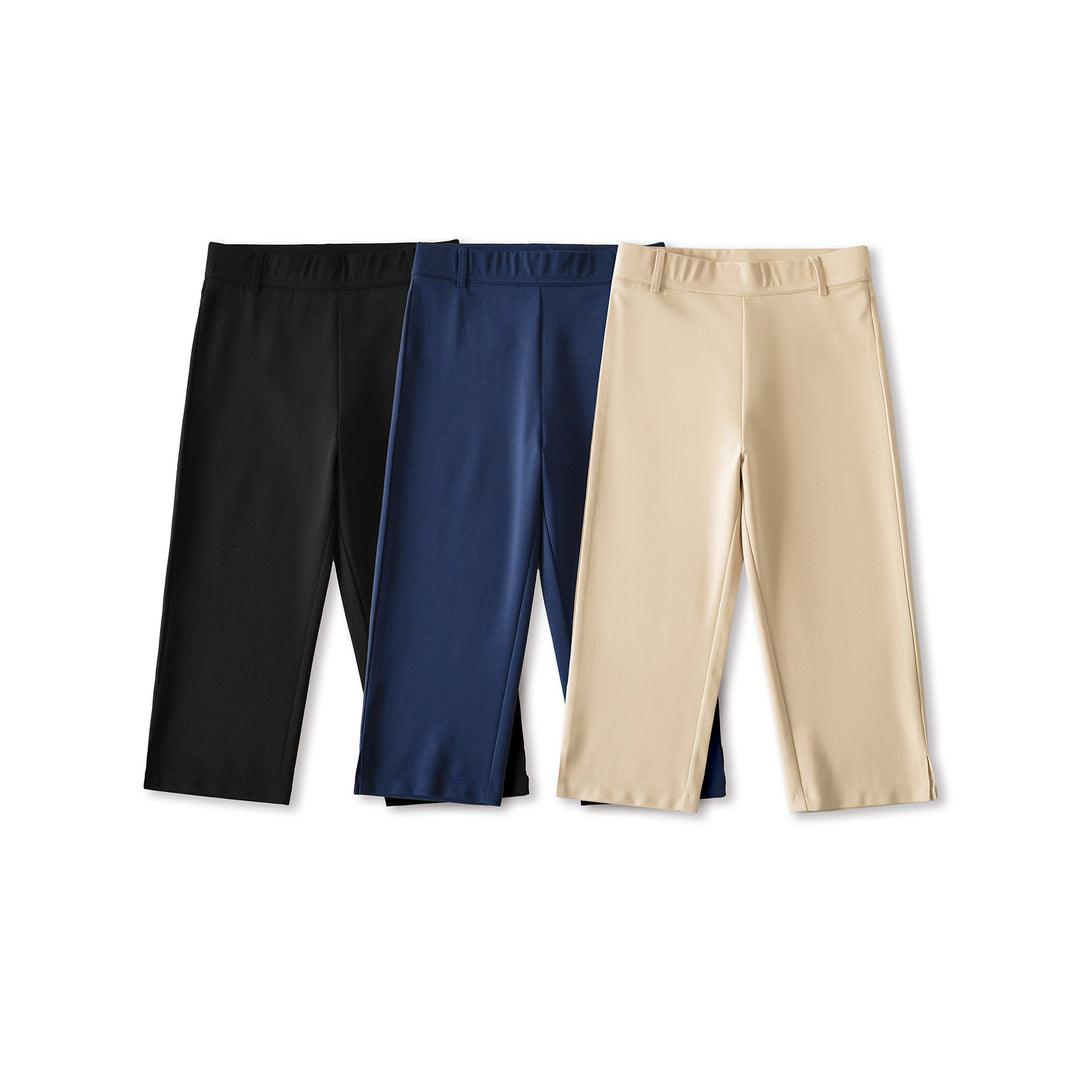 Women's high-waisted capri stretch pants with a slim silhouette and leg slit Mune Fashion