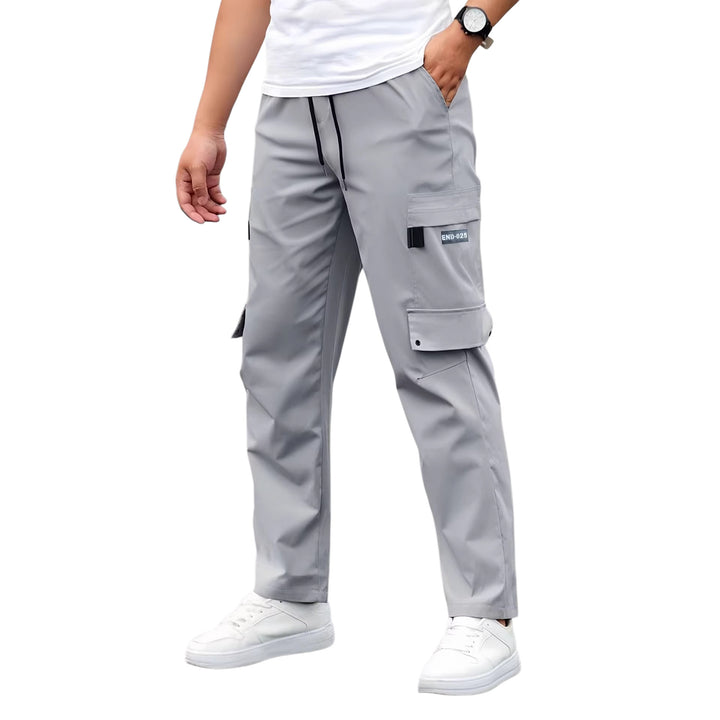 Men's Casual Technical Cargo Pants with Multi-Pockets, Drawstring Waist and Straight Leg Mune Fashion