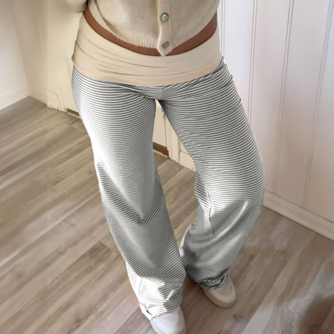 Women's wide Palazzo lounge pants with high waistband and elastic comfort stretch Mune Fashion