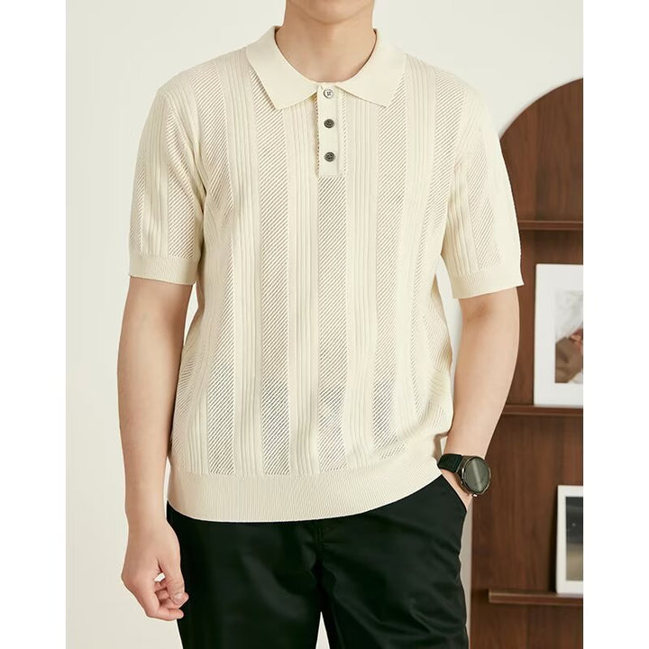 Men's Stylish Short Sleeve Knit Polo Shirt Mune Fashion